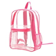 yulier Clear Backpack Heavy Duty PVC Transparent Backpack with Padded Straps and Side Pockets, Large Capacity Bookbag Clear Bag for School Work Travel Concert Sport Event (Pink)